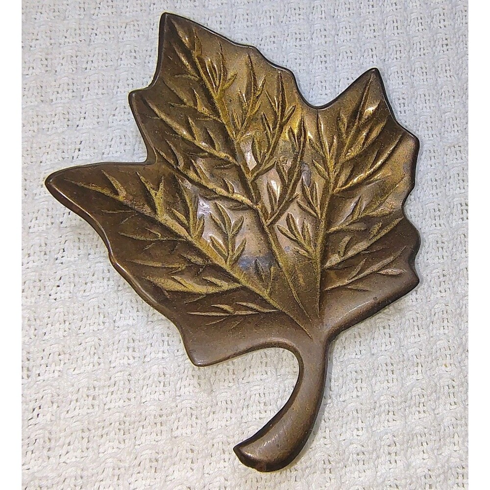 Vintage Hampton Brass Maple Leaf Dish 6" Home Decor Trinket Tray Made In India